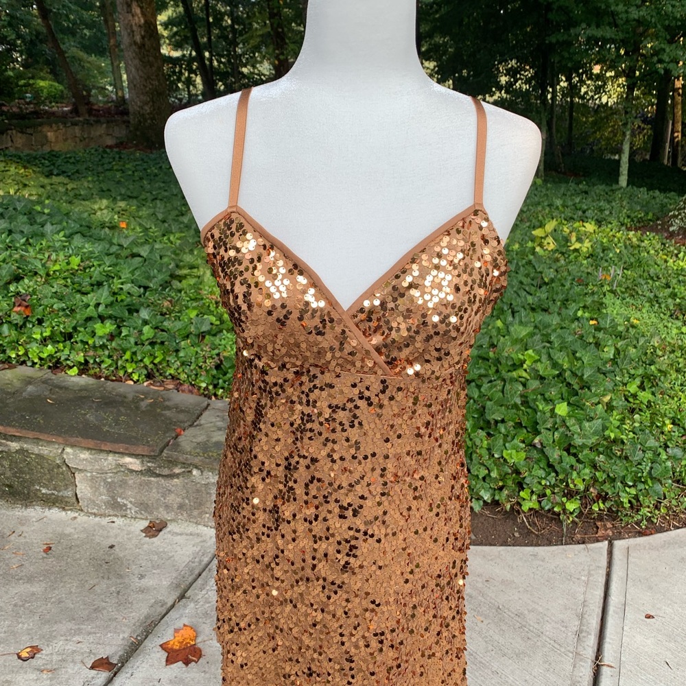 gold sequin dress with adjustable straps